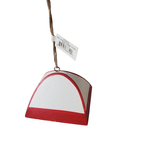 Midwest-CBK Set of 4 Tent Christmas Ornaments Red & White Small Holiday Camping - Picture 5 of 9